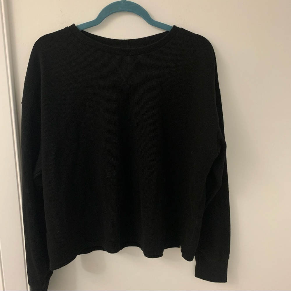 Black Roots Cropped Womens Large Long Sleeve Knit Sweater